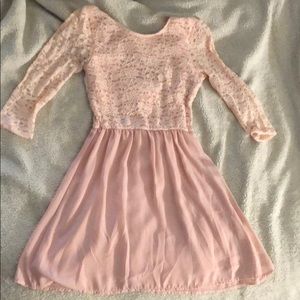 Blush pink mid skirt dress